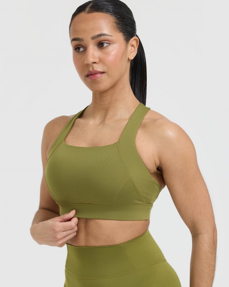 Oner Active Timeless Weite Riemen Sports Bras Olivgrün Grün | HWVIKCQ-14