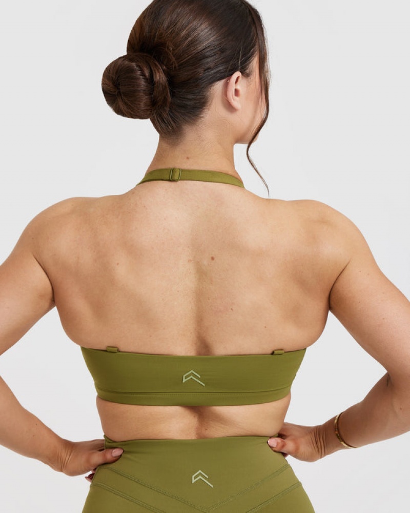 Oner Active Unified Twist Sports Bras Olivgrün Grün | OUNHSBC-60