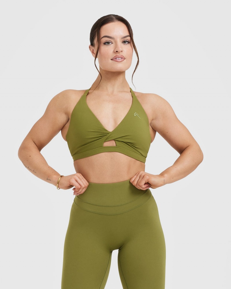 Oner Active Unified Twist Sports Bras Olivgrün Grün | OUNHSBC-60